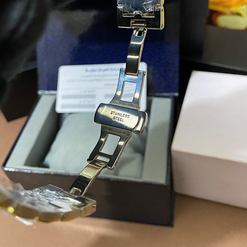 Imported Stone Cut Watch - Dual Tone