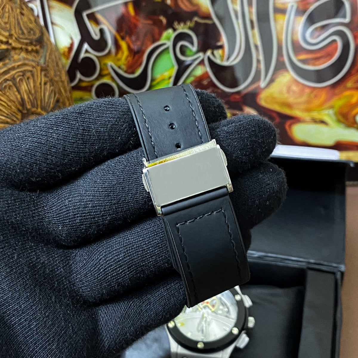 Premium Half Skeleton Watch - Black