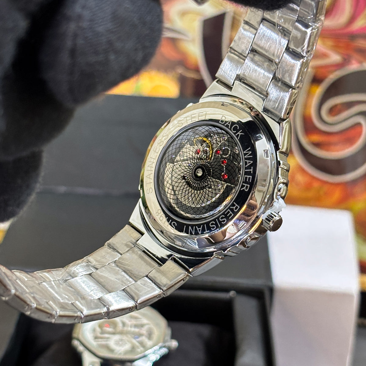 Premium Semi Auto-Skeleton Watch - Black Dial - VA001