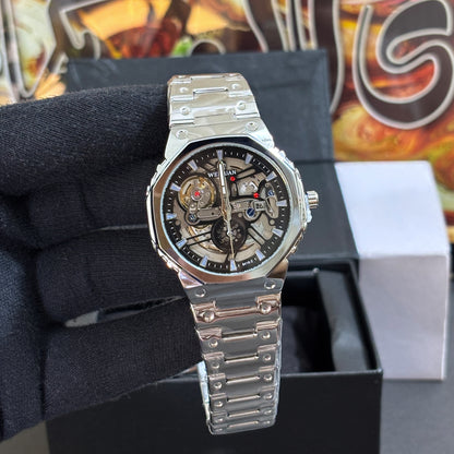 Premium Semi Auto-Skeleton Watch - Black Dial - VA001