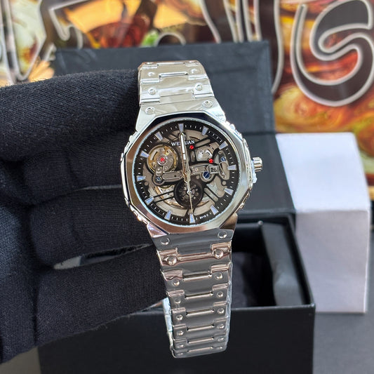 Premium Semi Auto-Skeleton Watch - Black Dial - VA001