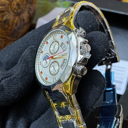 Imported Stone Cut Watch - Dual Tone
