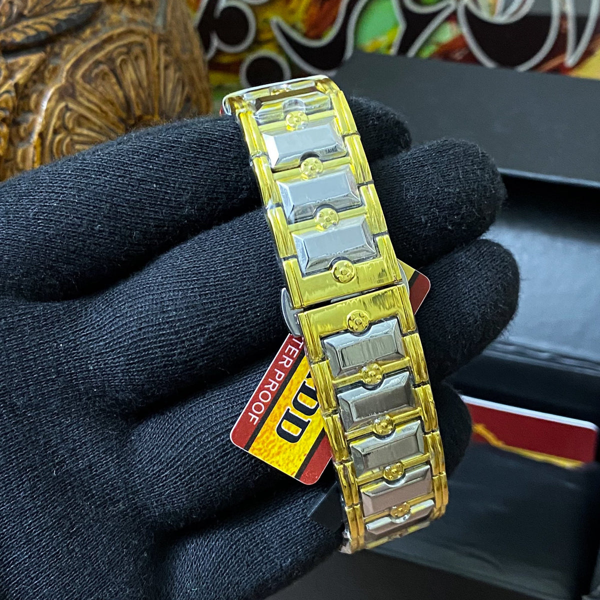 Imported Stone Cut Watch - Dual Tone