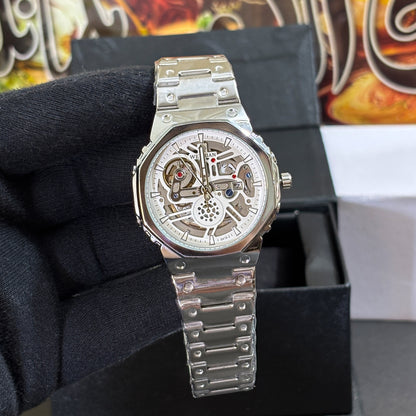 Premium Semi Auto-Skeleton Watch - White Dial - VA002